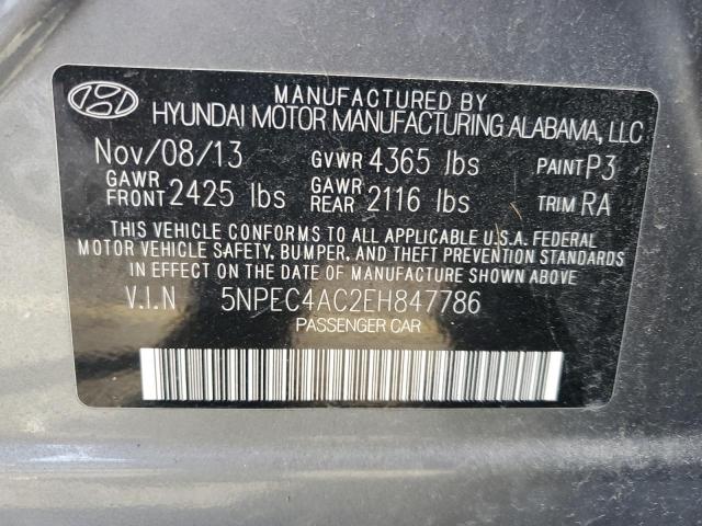 VIN 5NPEC4AC2EH847786 2014 HYUNDAI SONATA no.12