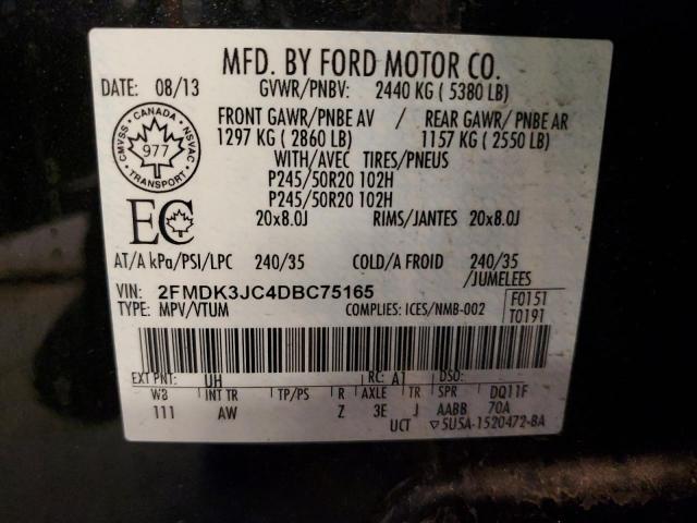 VIN 2FMDK3JC4DBC75165 2013 FORD EDGE no.12