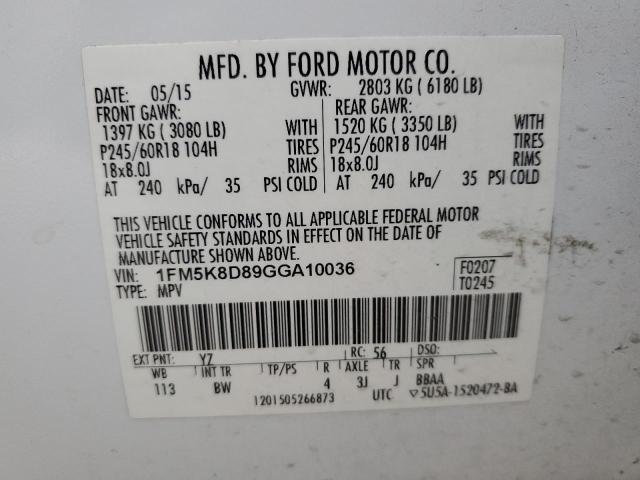 2016 FORD EXPLORER X - 1FM5K8D89GGA10036