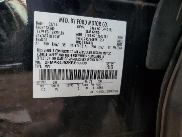2019 FORD EDGE SEL - 2FMPK4J92KBB89938