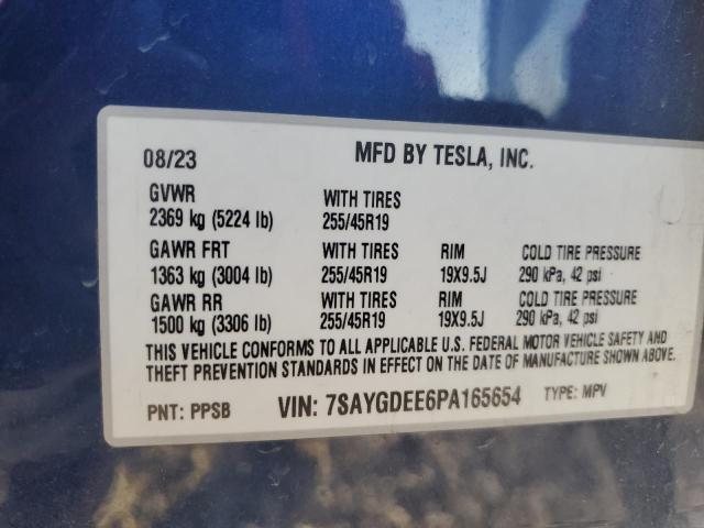 7SAYGDEE6PA165654 2023 TESLA MODEL Y