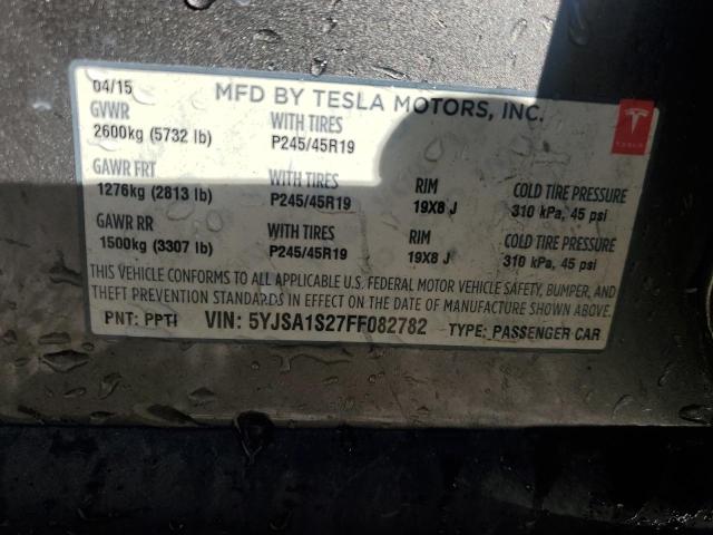 VIN 5YJSA1S27FF082782 2015 TESLA MODEL S no.13