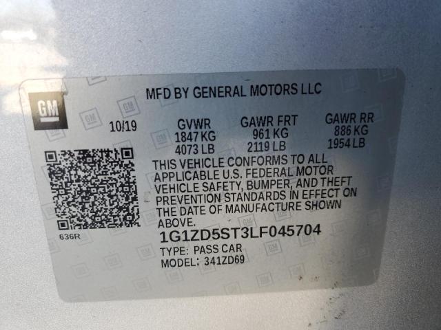 2020 CHEVROLET MALIBU LT - 1G1ZD5ST3LF045704