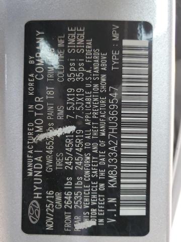 2017 HYUNDAI TUCSON LIM - KM8J33A27HU369547