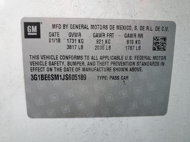 2018 CHEVROLET CRUZE LT - 3G1BE6SM1JS605189