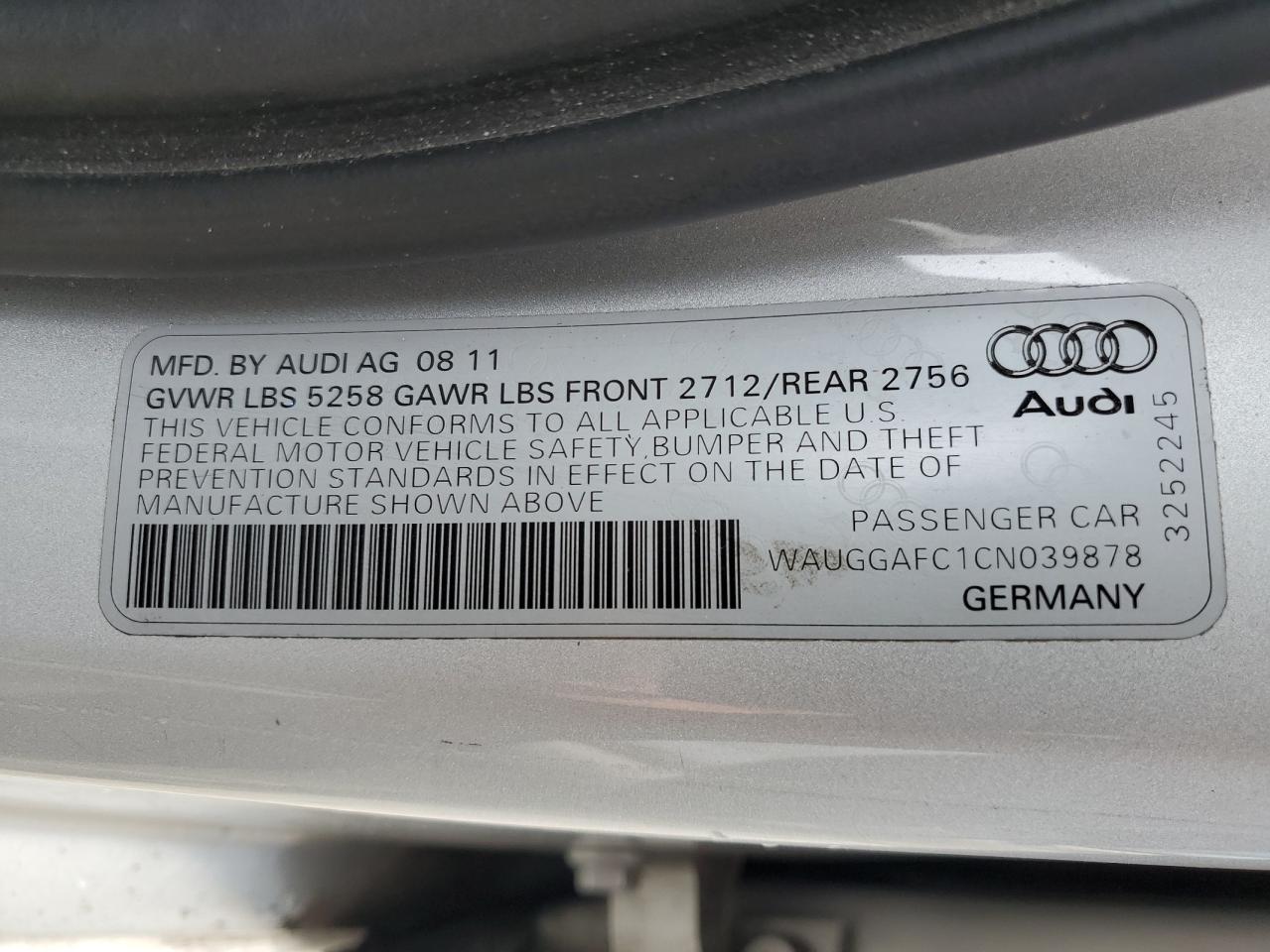 Lot #3024383521 2012 AUDI A6 PREMIUM