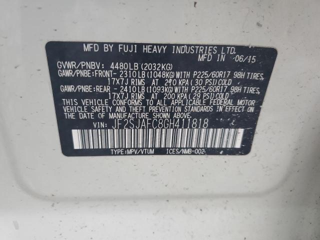 2016 SUBARU FORESTER JF2SJAFC8GH411818