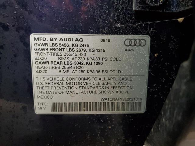2020 AUDI Q5 PRESTIG WA1CNAFY3L2021316