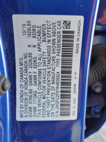 2019 HONDA CIVIC SPOR - 2HGFC2F87KH606924