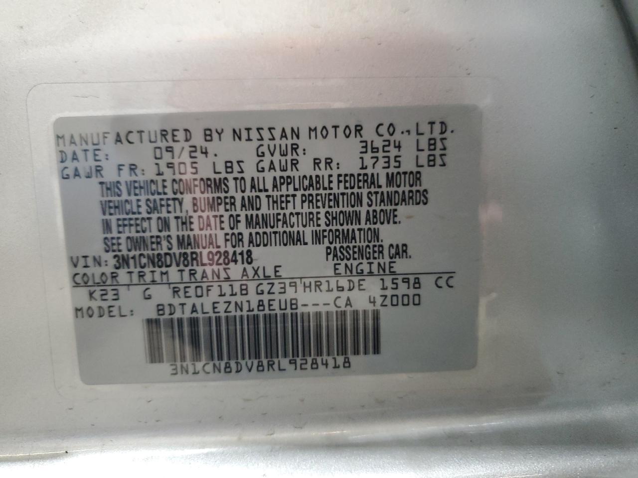 Lot #3034979567 2024 NISSAN VERSA S