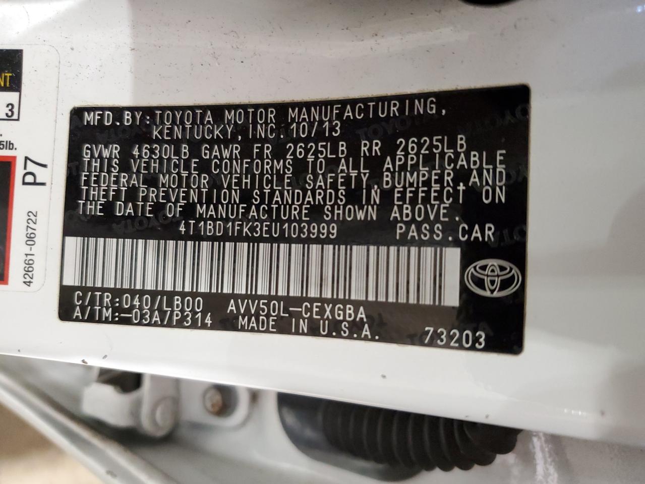 Lot #3029410703 2014 TOYOTA CAMRY HYBR