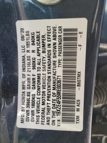 2021 HONDA INSIGHT EX - 19XZE4F55ME003671