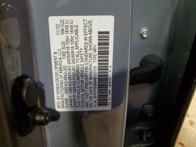 2022 HONDA PILOT TRAI 5FNYF6H80NB103135