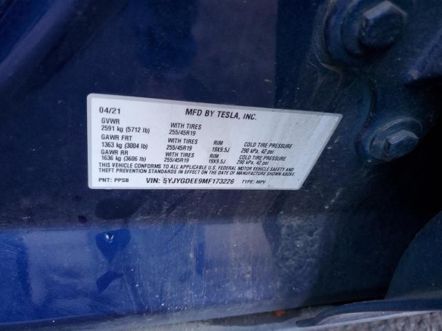 2021 TESLA MODEL Y - 5YJYGDEE9MF173226