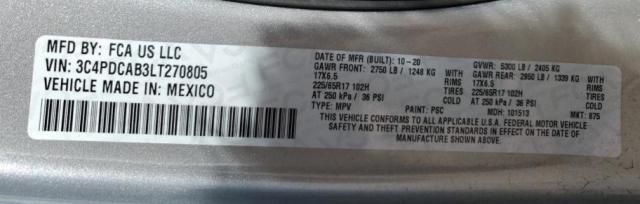 2020 DODGE JOURNEY SE - 3C4PDCAB3LT270805