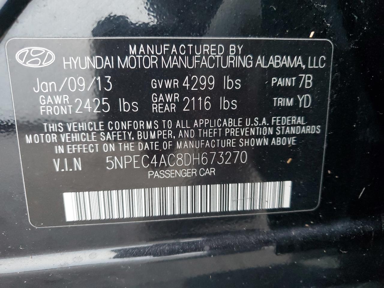 Lot #3028078520 2013 HYUNDAI SONATA SE