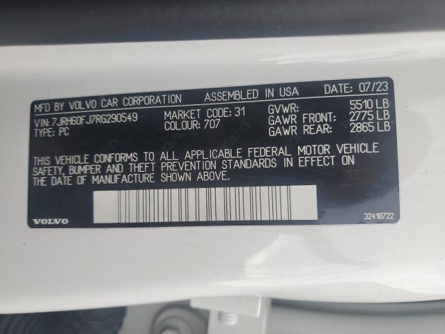 2024 VOLVO S60 ULTIMA 7JRH60FJ7RG290549