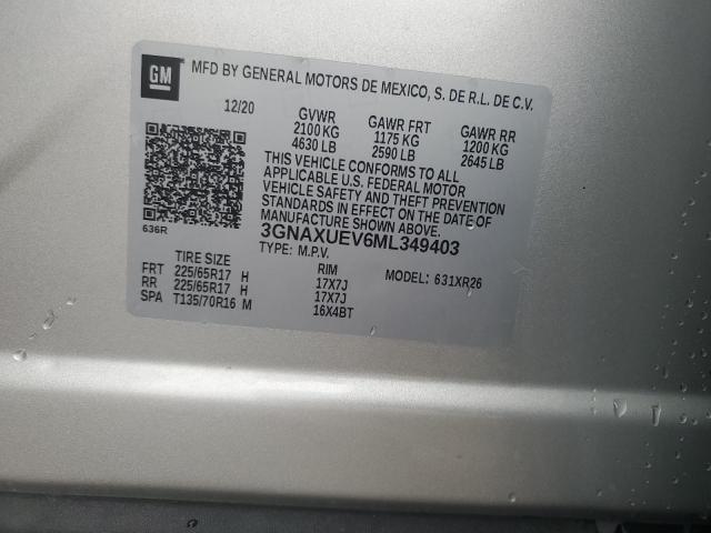 2021 CHEVROLET EQUINOX LT - 3GNAXUEV6ML349403