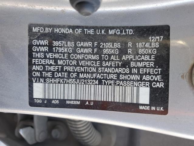 2018 HONDA CIVIC EX - SHHFK7H55JU213234