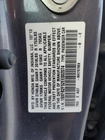 VIN 19XFB2F52EE002074 2014 HONDA CIVIC no.12