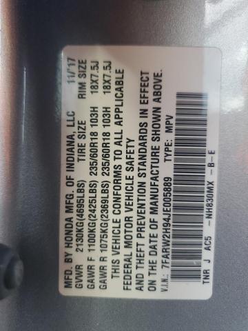 2018 HONDA CR-V TOURI - 7FARW2H94JE005889