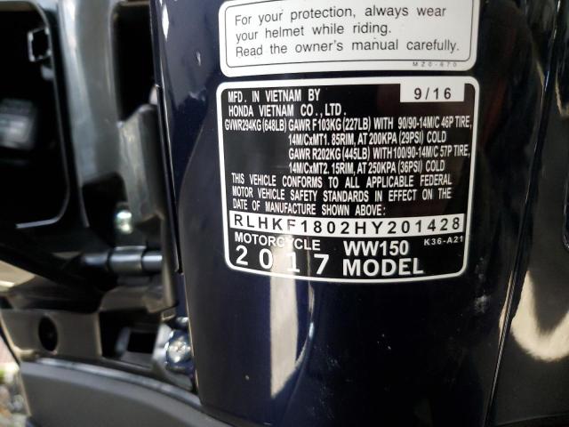 2017 HONDA PCX 150 RLHKF1802HY201428