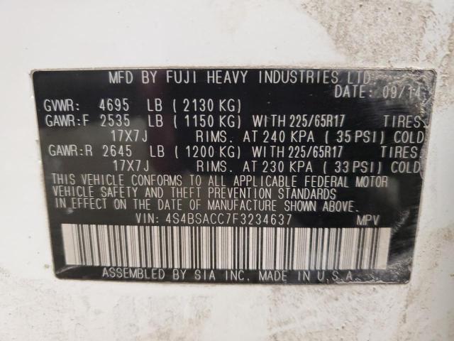 2015 SUBARU OUTBACK 2. - 4S4BSACC7F3234637