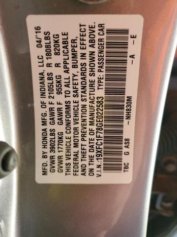 2016 HONDA CIVIC EXL - 19XFC1F78GE022583