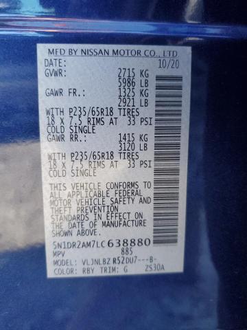 2020 NISSAN PATHFINDER - 5N1DR2AM7LC638880