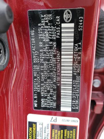 2017 TOYOTA CAMRY LE - 4T1BF1FK2HU749047