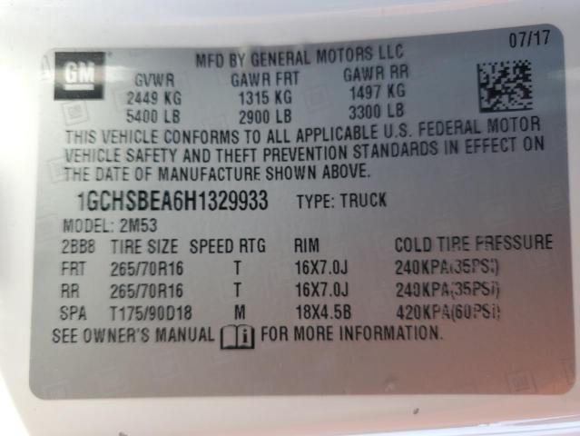 2017 CHEVROLET COLORADO - 1GCHSBEA6H1329933
