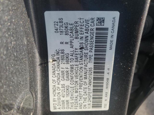 2022 HONDA CIVIC EX - 2HGFE1F74NH319265