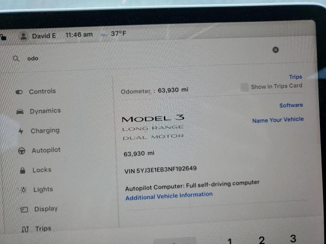 2022 TESLA MODEL 3 - 5YJ3E1EB3NF192649