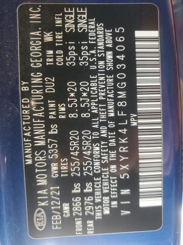 2021 KIA SORENTO SX - 5XYRK4LF8MG034065