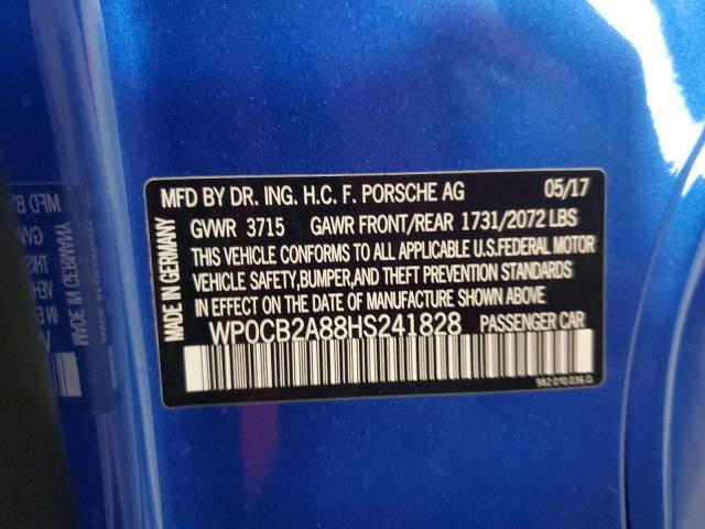 2017 PORSCHE BOXSTER S WP0CB2A88HS241828