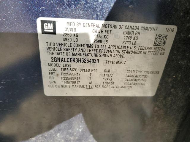 2017 CHEVROLET EQUINOX LT - 2GNALCEK3H6254030