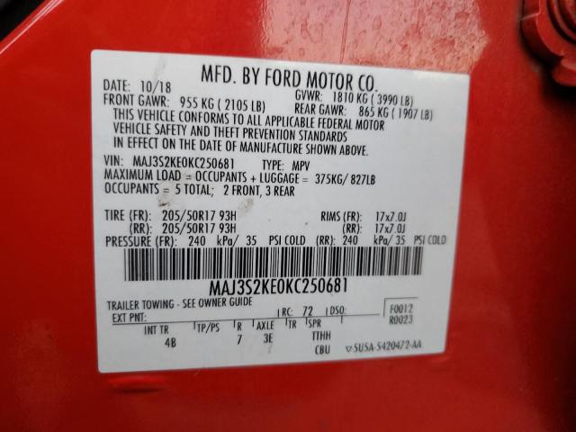 2019 FORD ECOSPORT T - MAJ3S2KE0KC250681