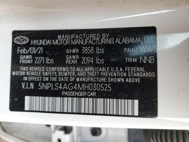 VIN 5NPLS4AG4MH030525 2021 HYUNDAI ELANTRA no.12