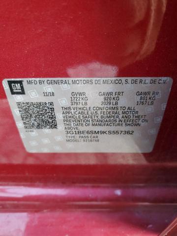 VIN 3G1BE6SM9KS557362 2019 CHEVROLET CRUZE no.12