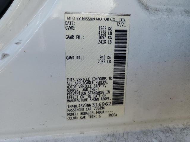 2022 NISSAN ALTIMA S 1N4BL4BV3NN316962
