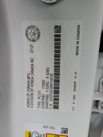 2022 HONDA CIVIC LX 2HGFE2F26NH108160