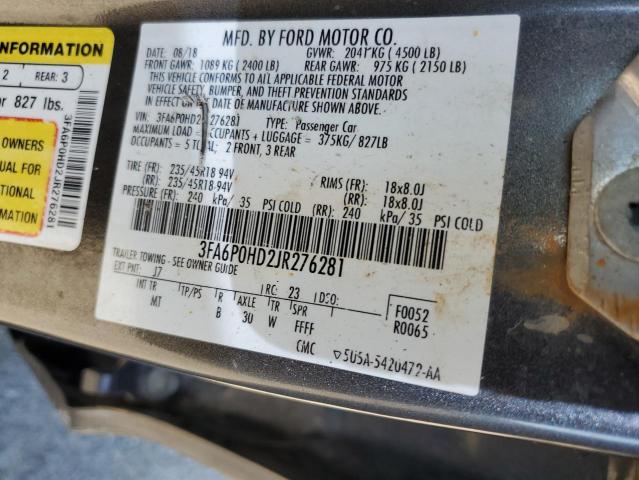 VIN 3FA6P0HD2JR276281 2018 FORD FUSION no.12