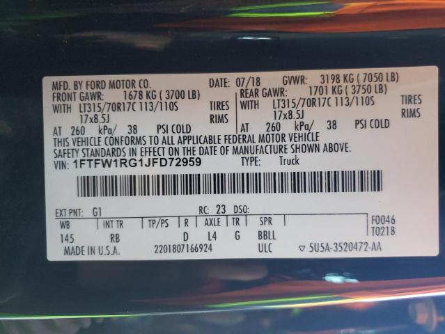 2018 FORD RAPTOR 1FTFW1RG1JFD72959