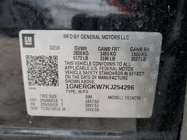 VIN 1GNERGKW7KJ254296 2019 CHEVROLET TRAVERSE no.13