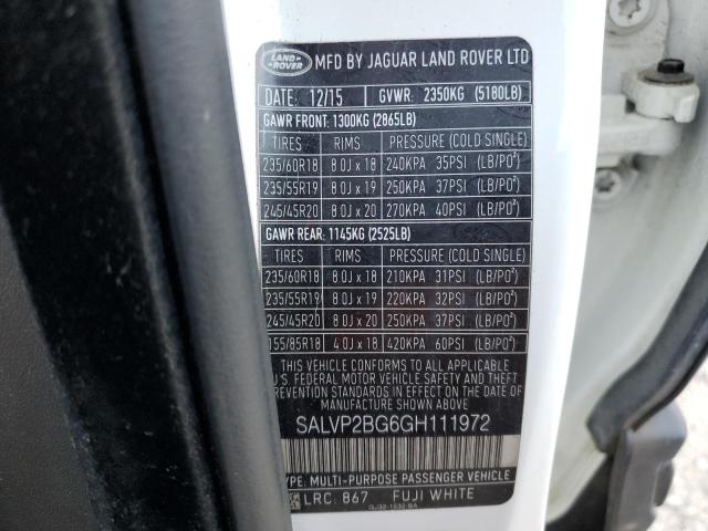 2016 LAND ROVER RANGE ROVE - SALVP2BG6GH111972