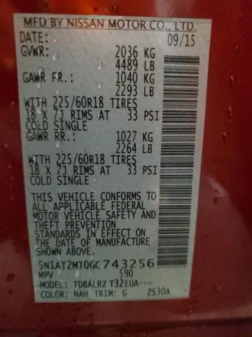 2016 NISSAN ROGUE S - 5N1AT2MT0GC743256