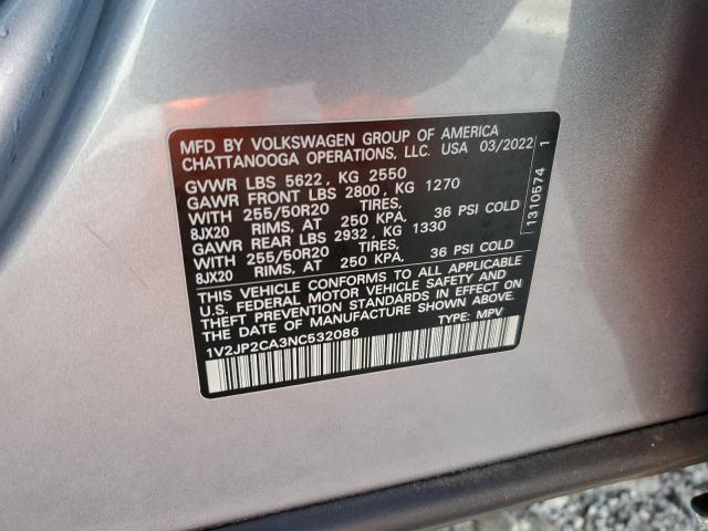 2022 VOLKSWAGEN ATLAS SE - 1V2JP2CA3NC532086