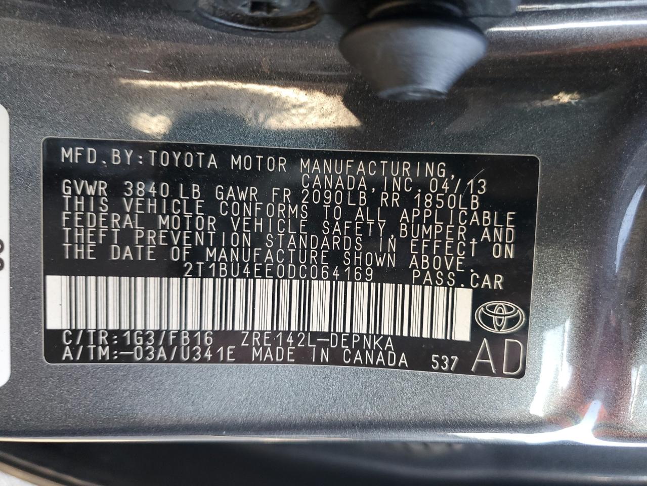 Lot #3041782443 2013 TOYOTA COROLLA BA