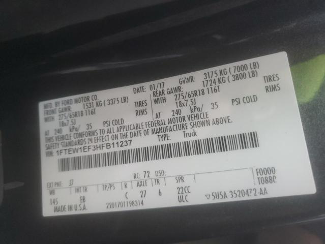 2017 FORD F150 SUPER 1FTEW1EF3HFB11237