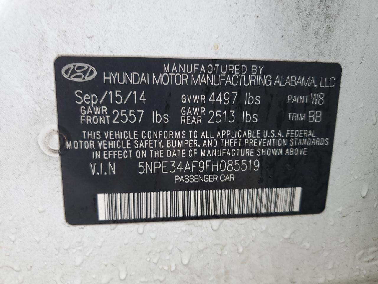 Lot #3029618103 2015 HYUNDAI SONATA SPO